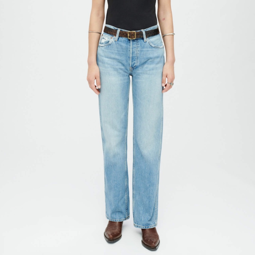 RE/DONE 90's Loose High-Rise Straight-Leg Jeans Worn Blue Size 32